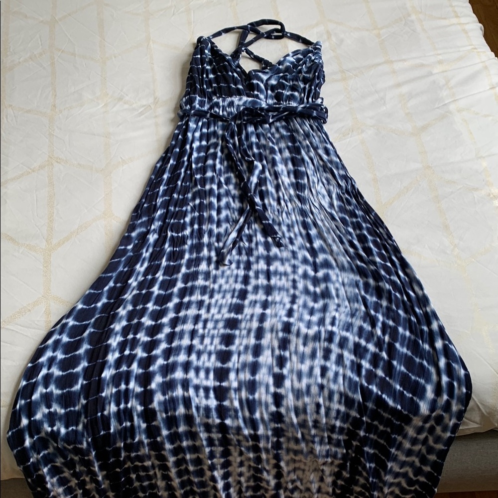 Elegant Blue and White Women's Dress